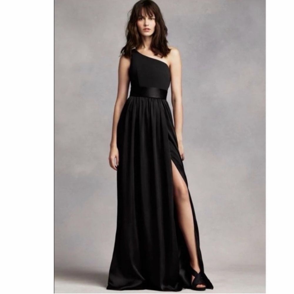 White by Vera Wang Black One-Shoulder Gown